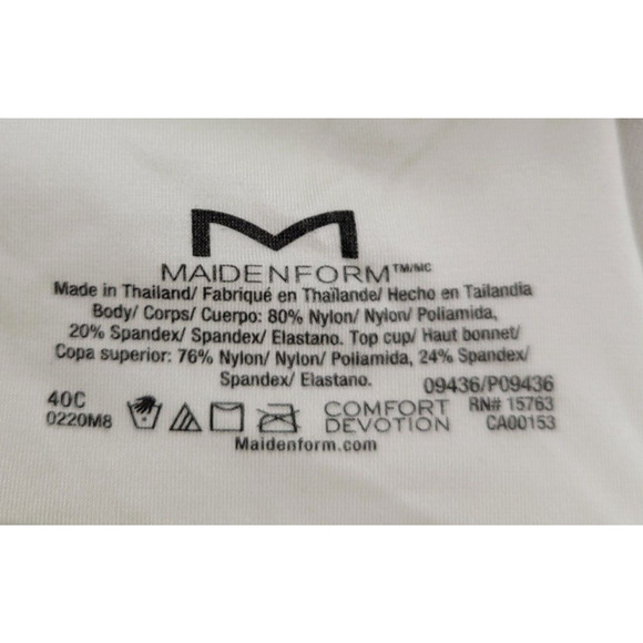 Maidenform Comfort Devotion White Extra Coverage Underwire T-Shirt Bra Size 40C - Picture 3 of 8